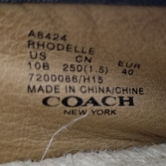 Coach Rhodelle Black Leather Espadrilles Flats 10B - Picture 5 of 8